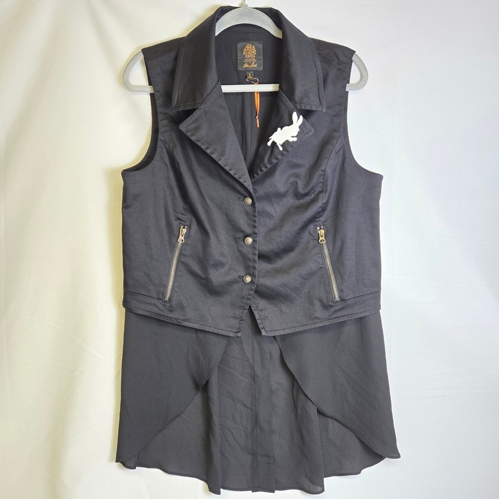 Disney Alice Through The Looking Glass Designer Collection Tailcoat Vest Black L
